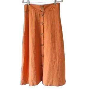 A NEW DAY Orange Linen Blend Belted High Waist Size Large